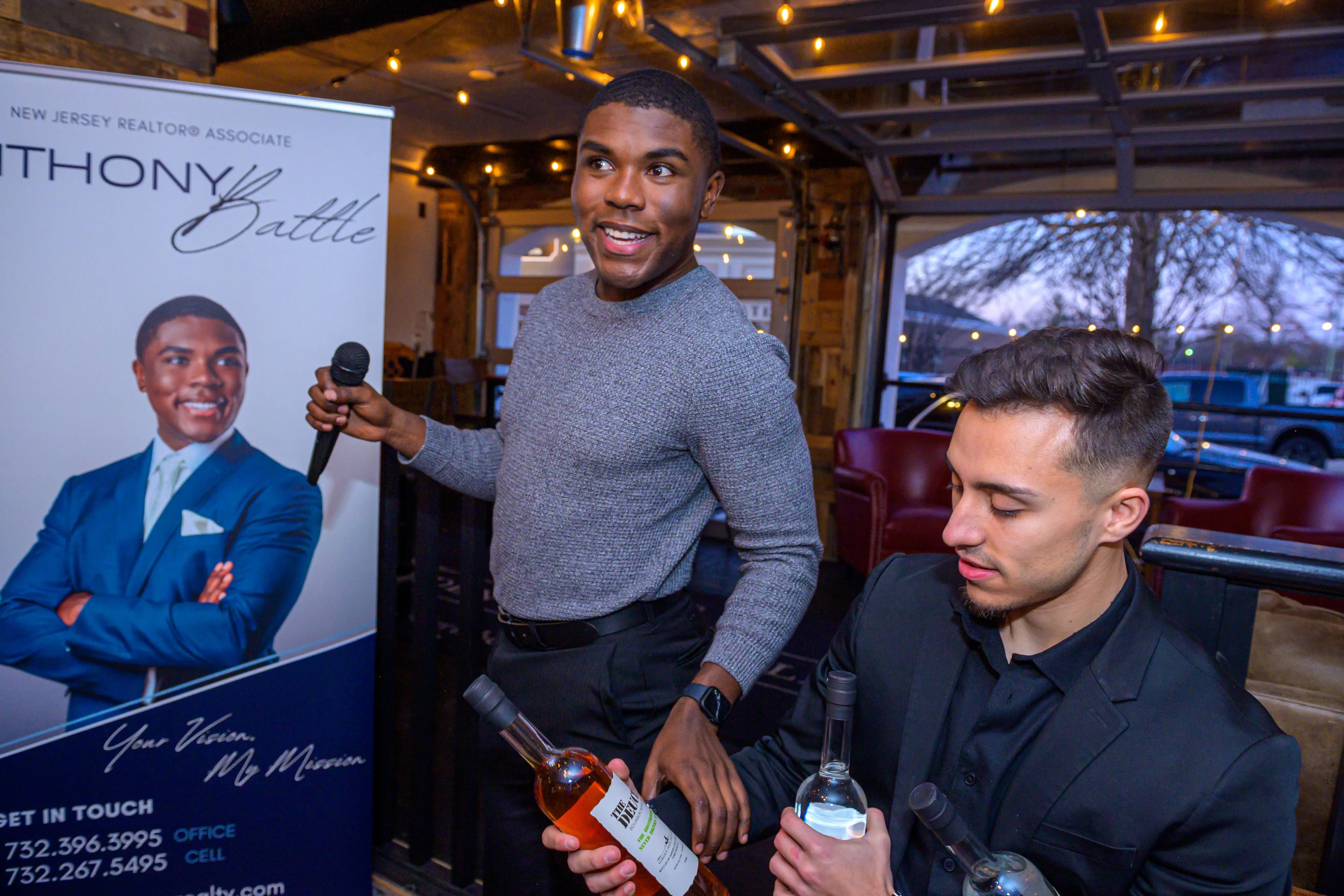 Anthony Battle connecting with guests at a Battle Connects event